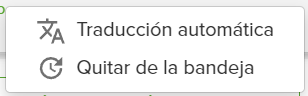 Botón para quitar preguntas individuales de la bandeja