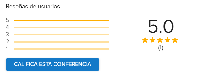 Captura de pantalla de las reseñas de los usuarios sobre el curso y el botón «Califica esta conferencia».