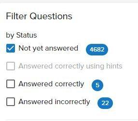 Qbank filter options showing question pool selection checkboxes