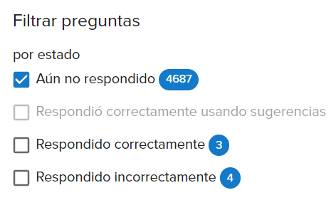 Opciones de filtro para Qbank