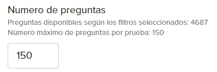 Seleccione el número de preguntas Qbnak que desee.