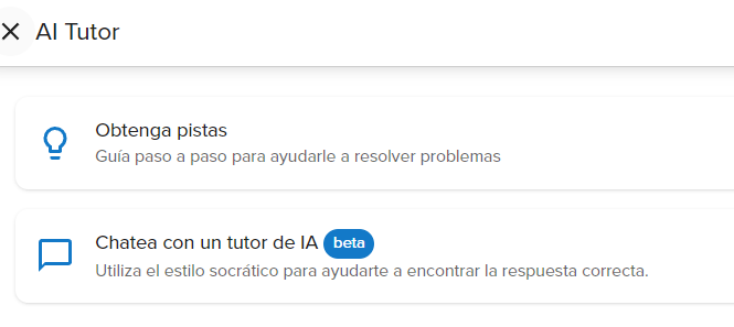 Opciones del tutor de IA