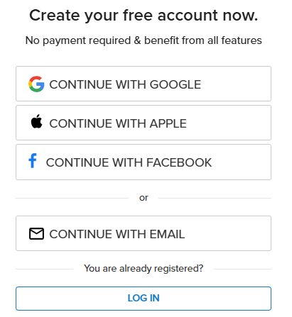 Lecturio's registration form with social login options and email/password fields